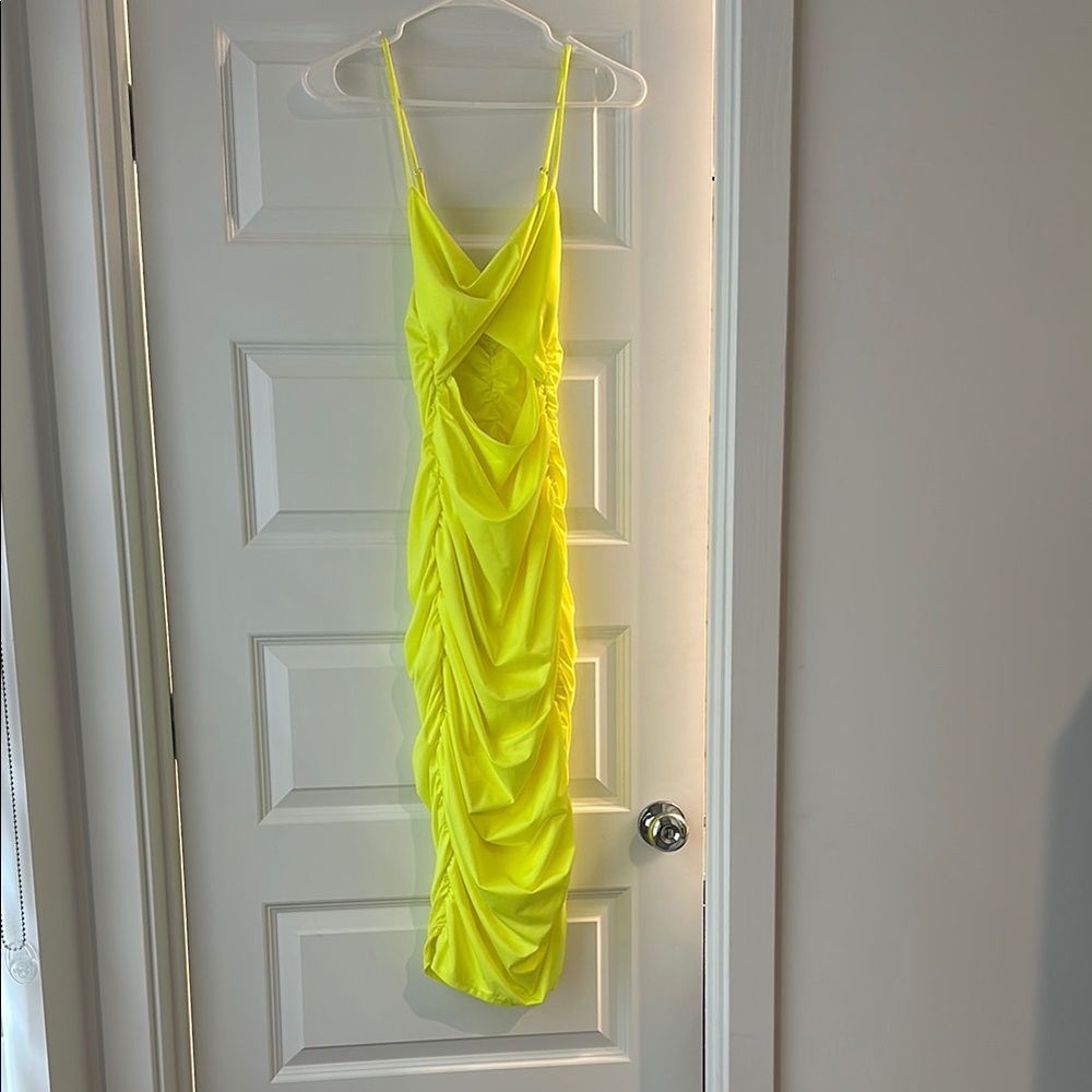 Vibrant Yellow Ruched Dress (only worn for a photo shoot once)